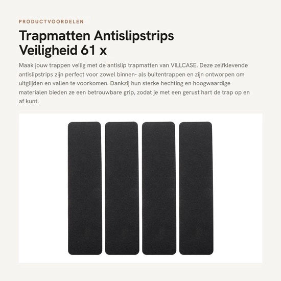 Pannelli Antiscivolo Autoadesivi - 4 Pezzi - PVC - Nero - 61x15cm - Migliorata Sicurezza - Strisce Antiscivolo