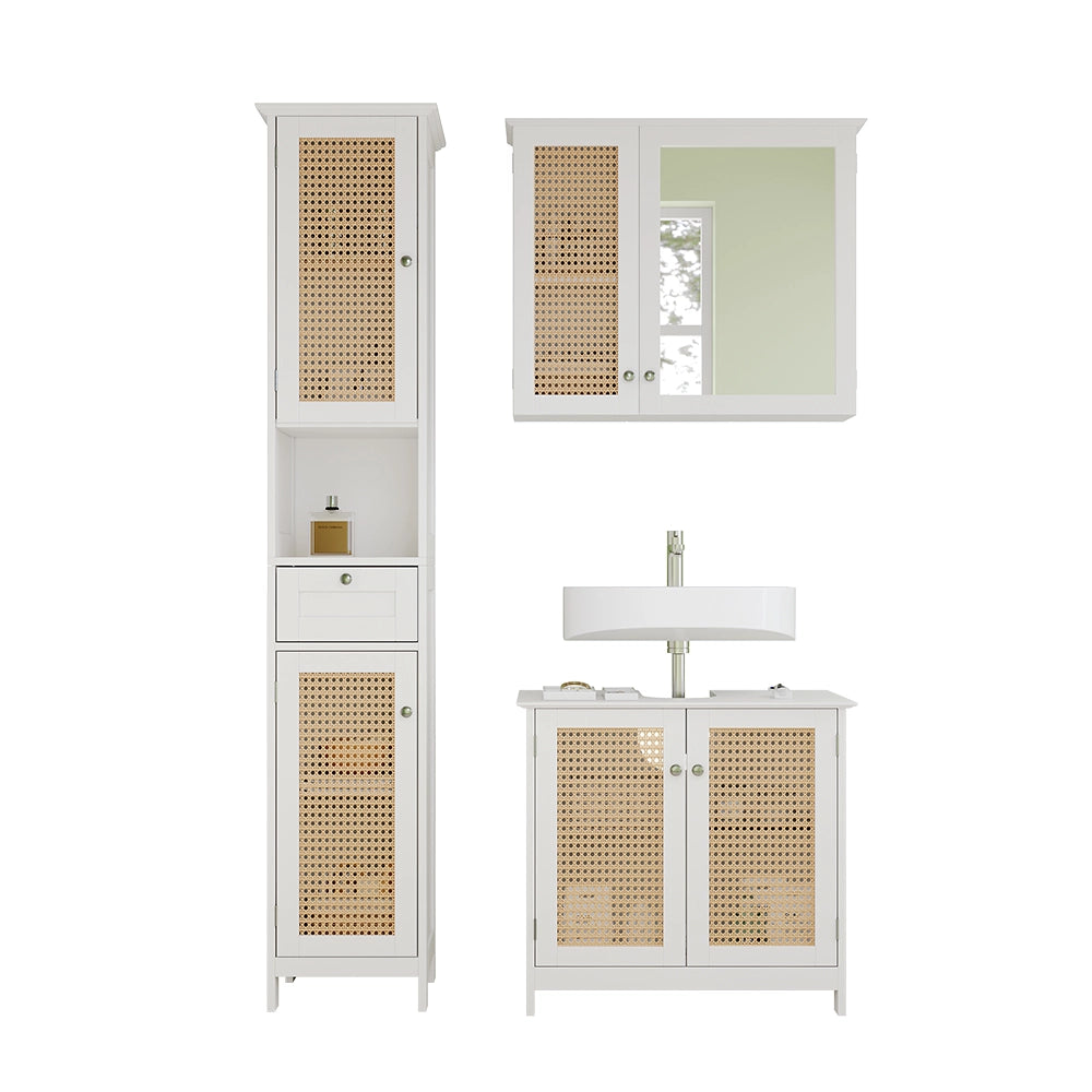 Vicco Set di mobili da bagno Bianco 3 pezzi, con colonna