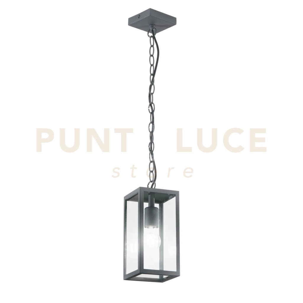 SOSPENSIONE MIRAGE ANTRACITE 1 LUCE ATTACCO E27 IP44 13X13X90CM IN METALLO E VETRO