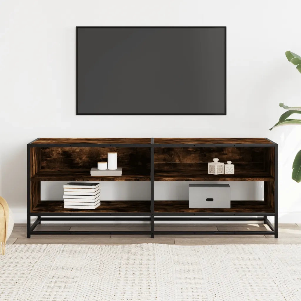 Mobile TV-Credenza per TV-Console TV Rovere Fumo 120,5x40x46cm Legno Multistrato e Metallo