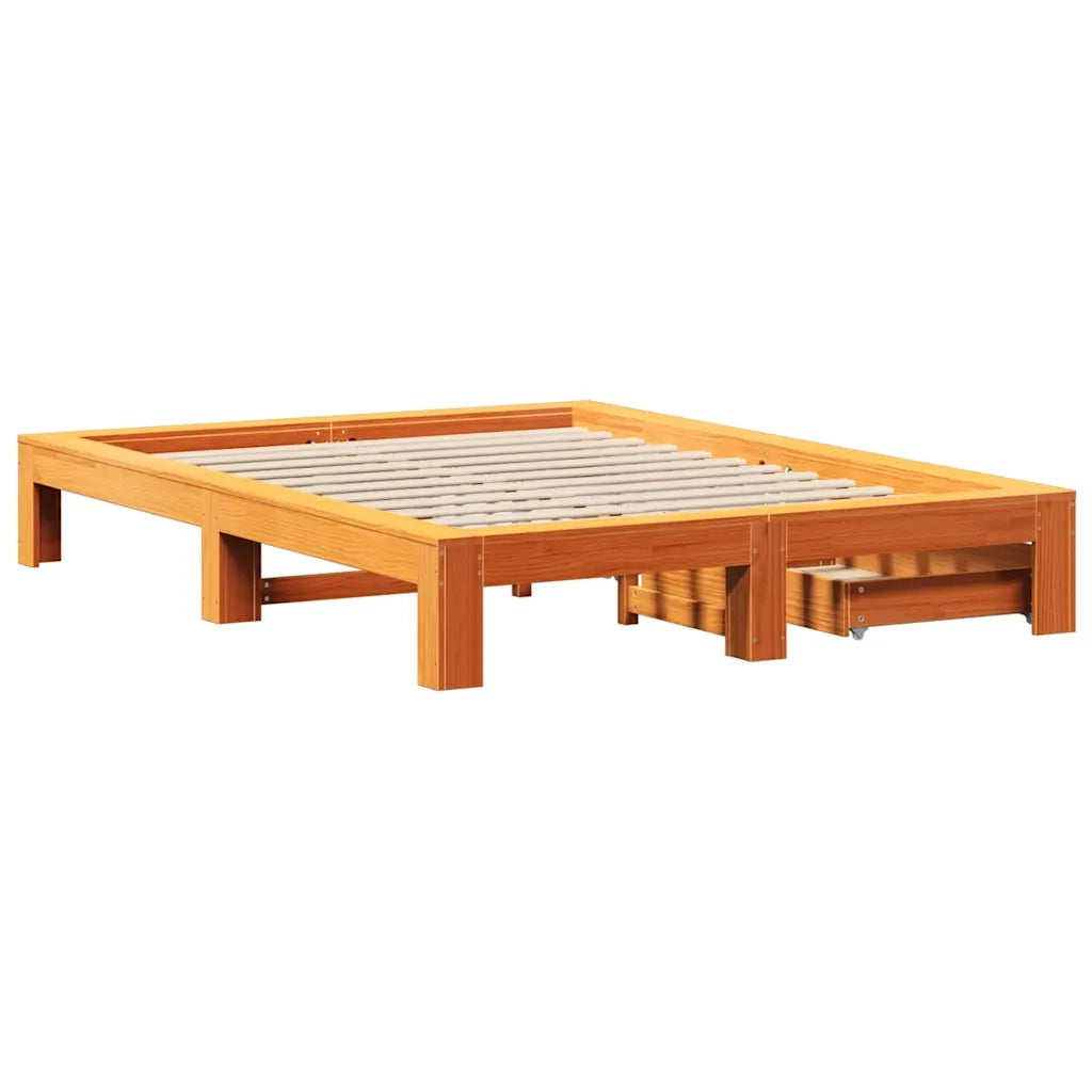 vidaXL Letto senza Materasso Marrone Cera 140x190 cm in Legno di Pino