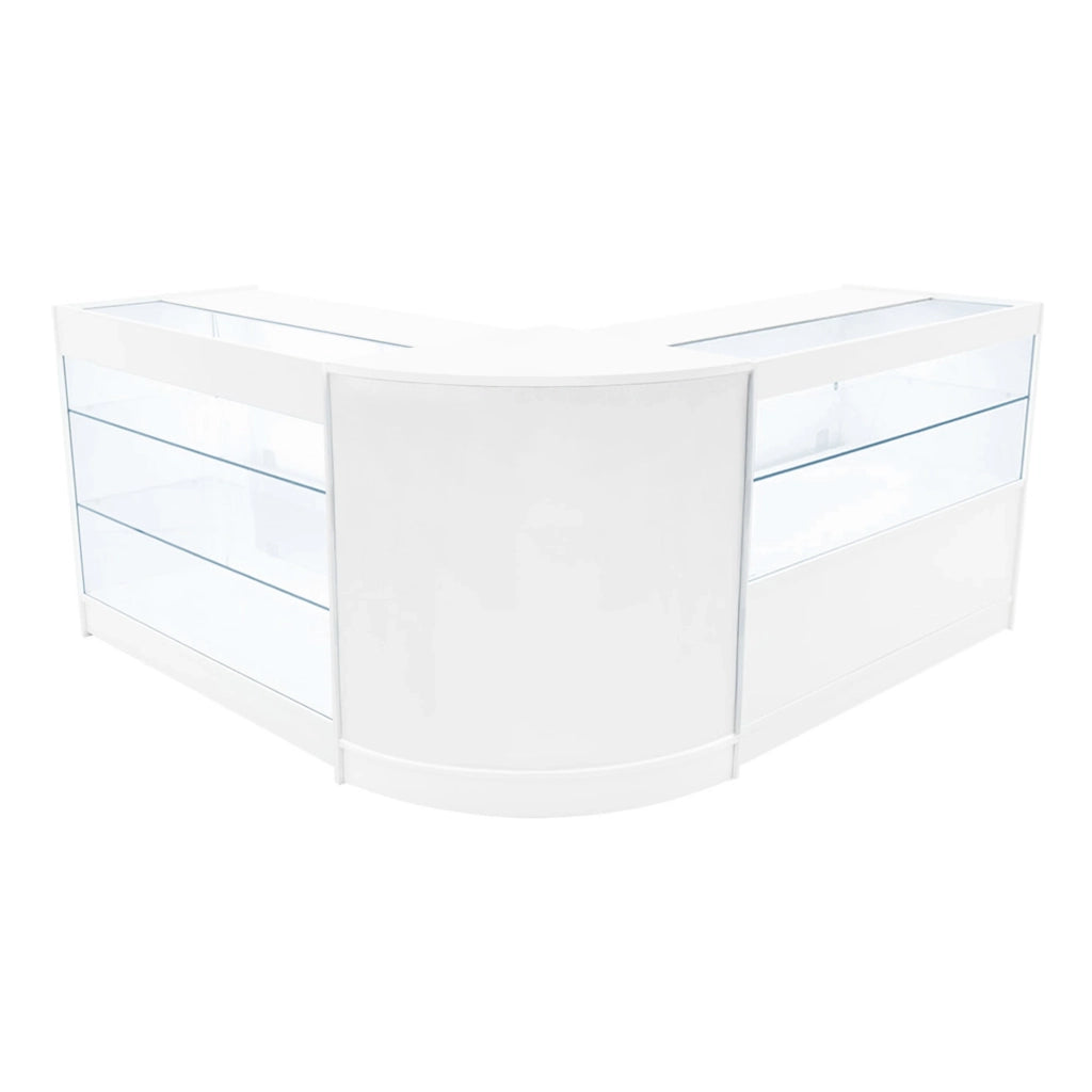 Set Bancone Bianco Hera LED K1200 C1200 CM60 con Serratura e Vetrina Espositiva
