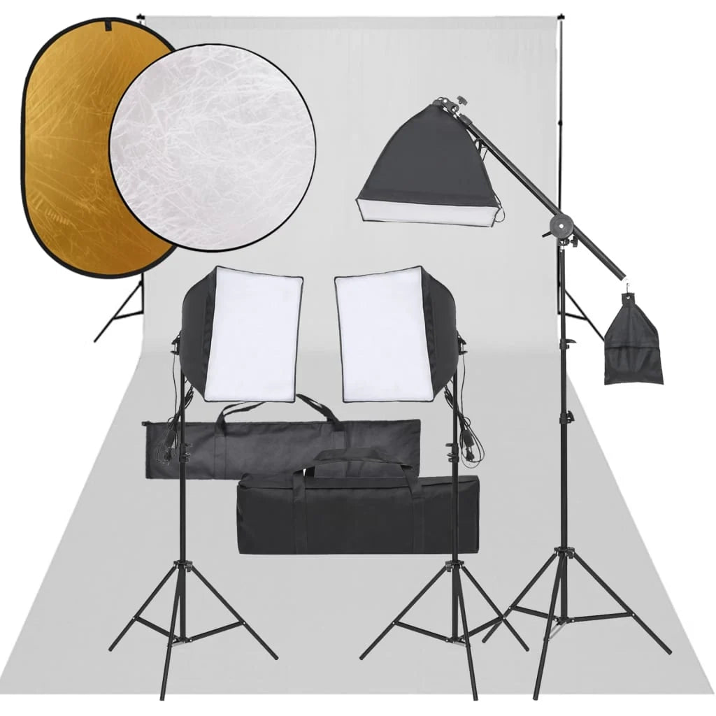 Kit per studio fotografico con illuminazione fondale e riflettore nero 02_0042468