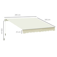 Tenda da Sole Avvolgibile a Parete 295x245 cm in Alluminio e Poliestere Bianco
