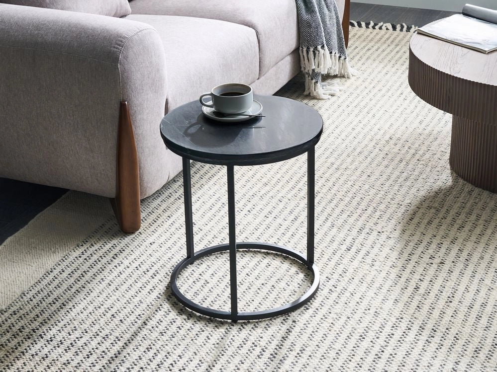 Tavolino Base nera ø 40 cm Struttura in metallo Piano in ceramica Marmo Design moderno Soggiorno