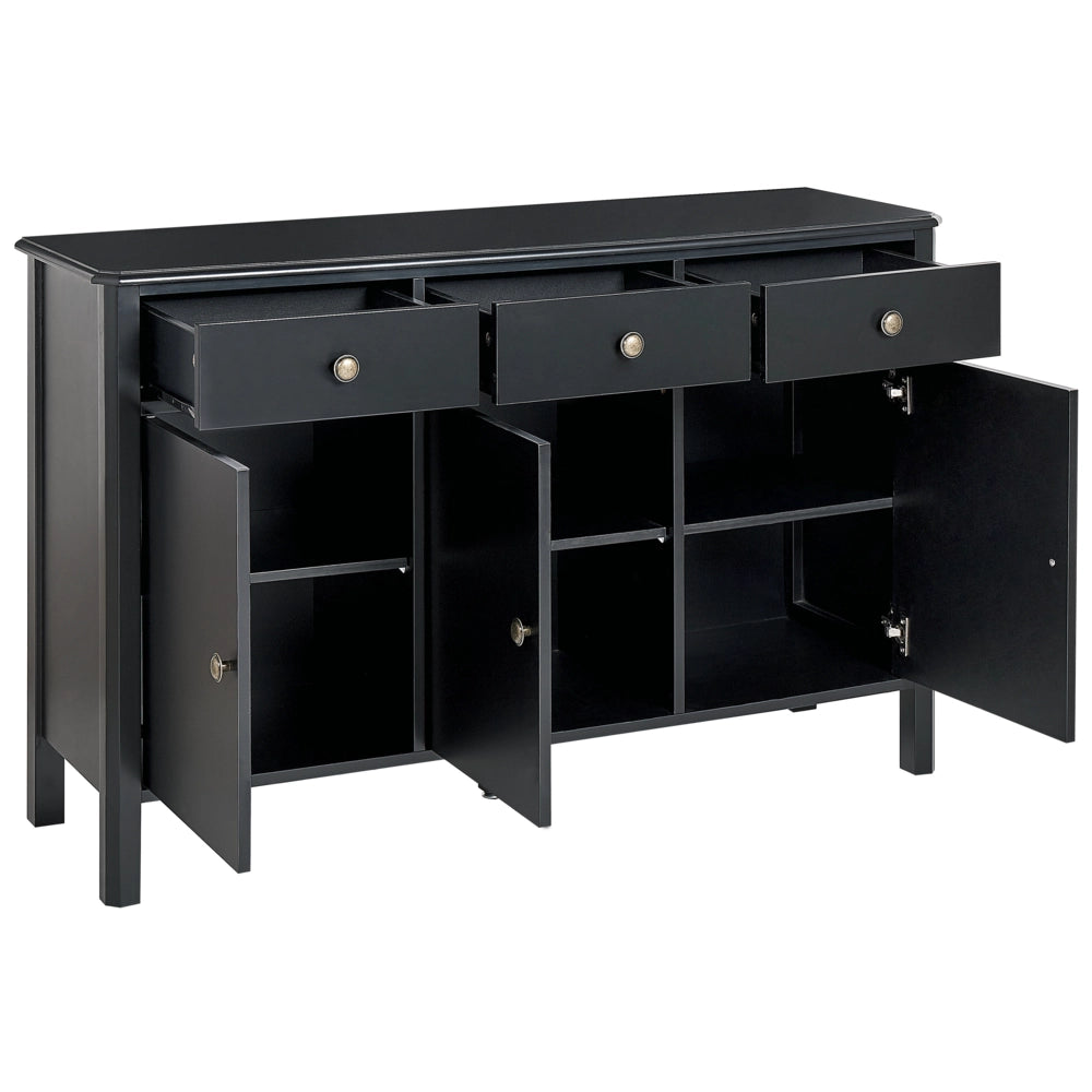 Credenza a tre ante MDF cassetti nero e pomelli oro madia comò moderno soggiorno corridoio camera da letto