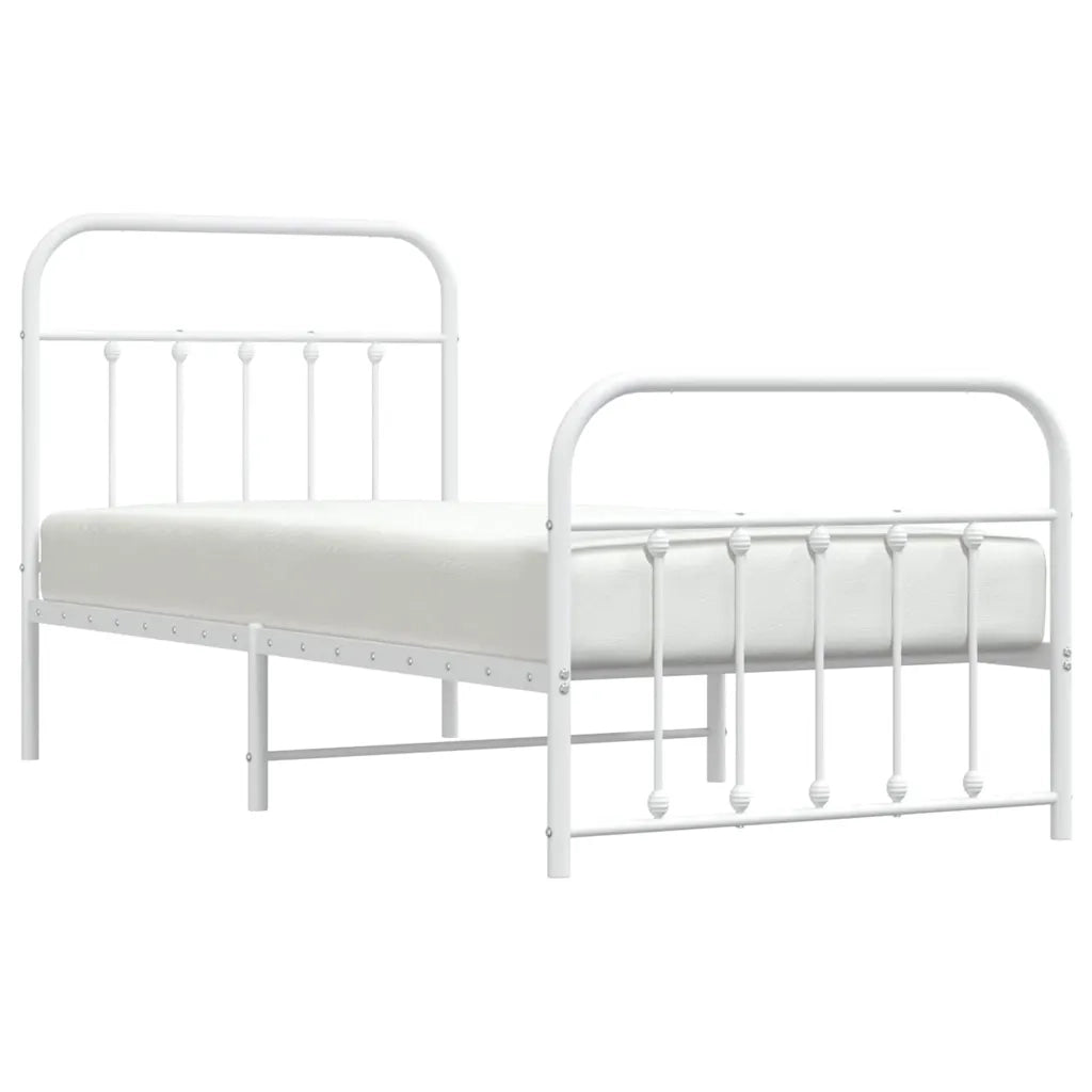 Giroletto con Testiera e Pediera-Struttura Letto Metallo Bianco 90x200 cm 388230