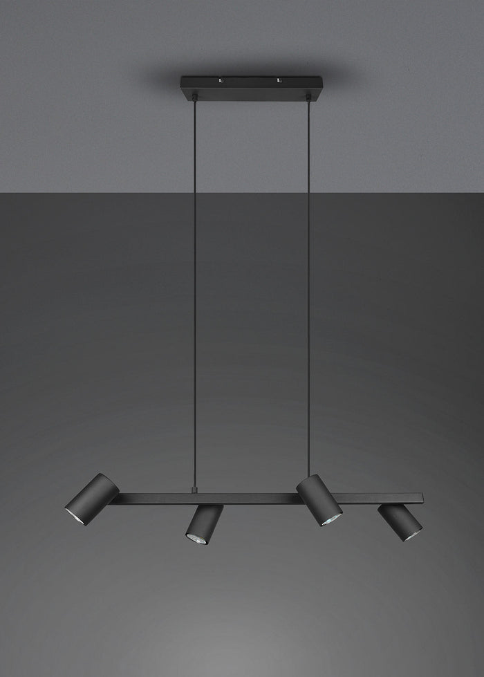 Lampada a Sospensione da Interno Attacco GU10 in Metallo Nero Opaco