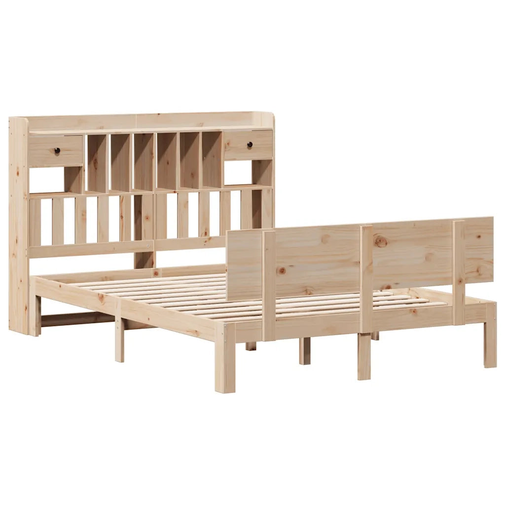 Letto Libreria senza Materasso 140x200 cm in Legno di Pino 3322692