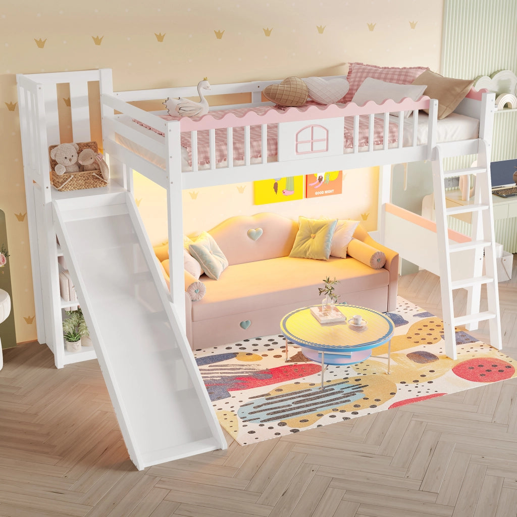 Letto a castello funzione scivolo pino 90x200 cm