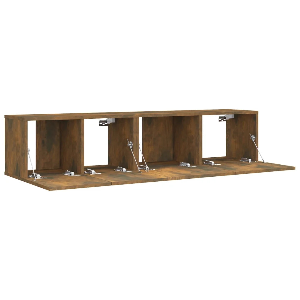 Set Mobili Porta TV 2 pz | Armadietto TV | Mobile Porta TV Rovere Fumo in Legno Multistrato