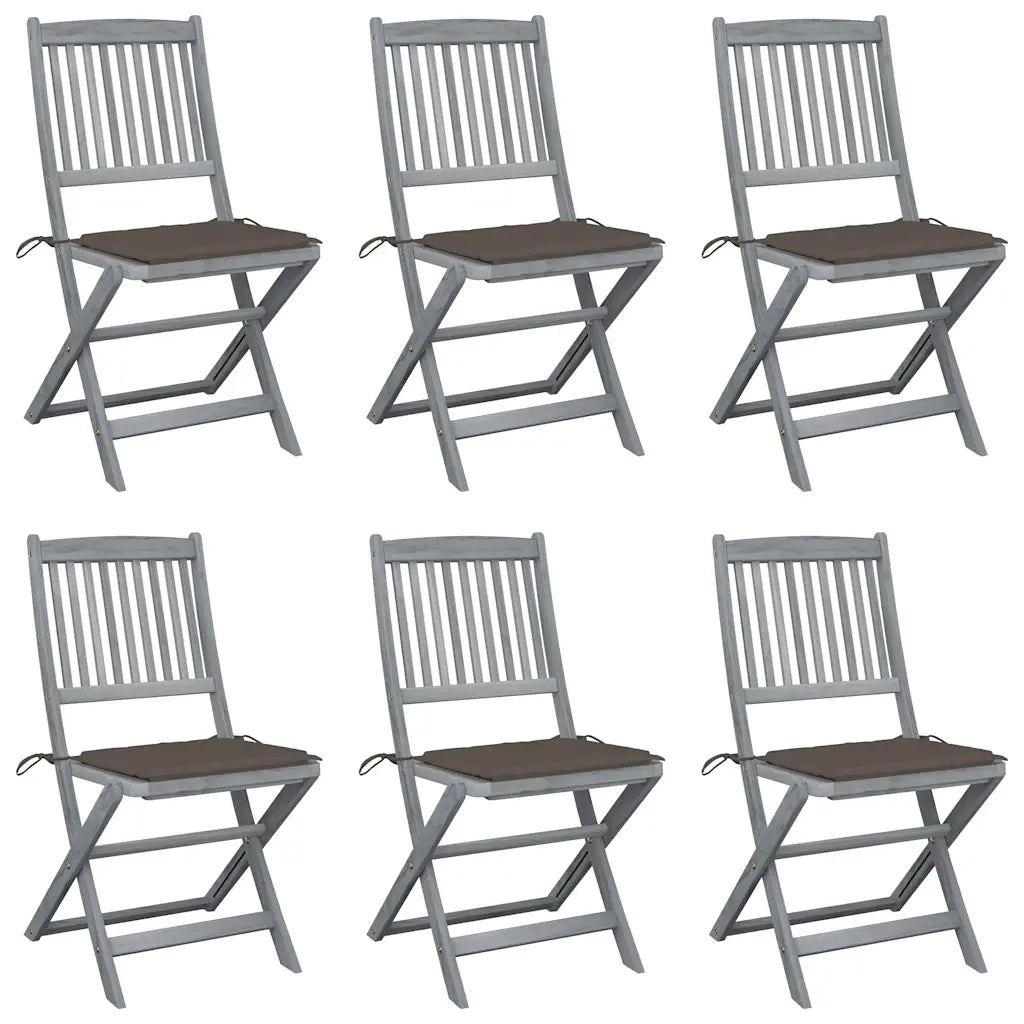 Sedie da Giardino Pieghevoli 6pz con Cuscini in Massello Acacia cod mxl 6476