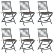 Sedie da Giardino Pieghevoli 6pz con Cuscini in Massello Acacia cod mxl 6476
