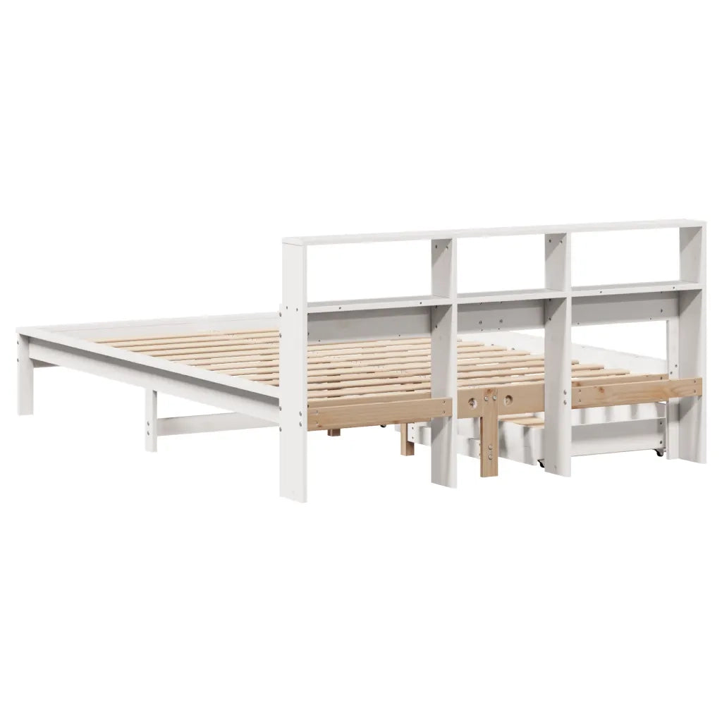 Letto Libreria senza Materasso Bianco 140x200 cm Legno di Pino