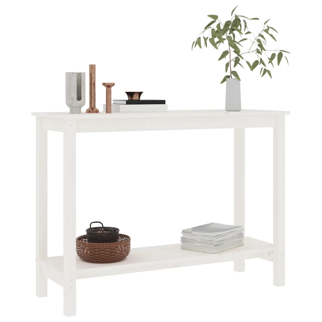Tavolo Consolle Bianco 110x40x80 cm in Legno Massello di Pino cod mxl 10477