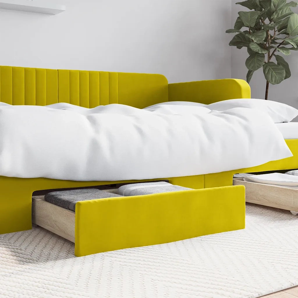 Cassetti da Letto 2 pz Gialli in Legno Multistrato e Velluto CFW3754203