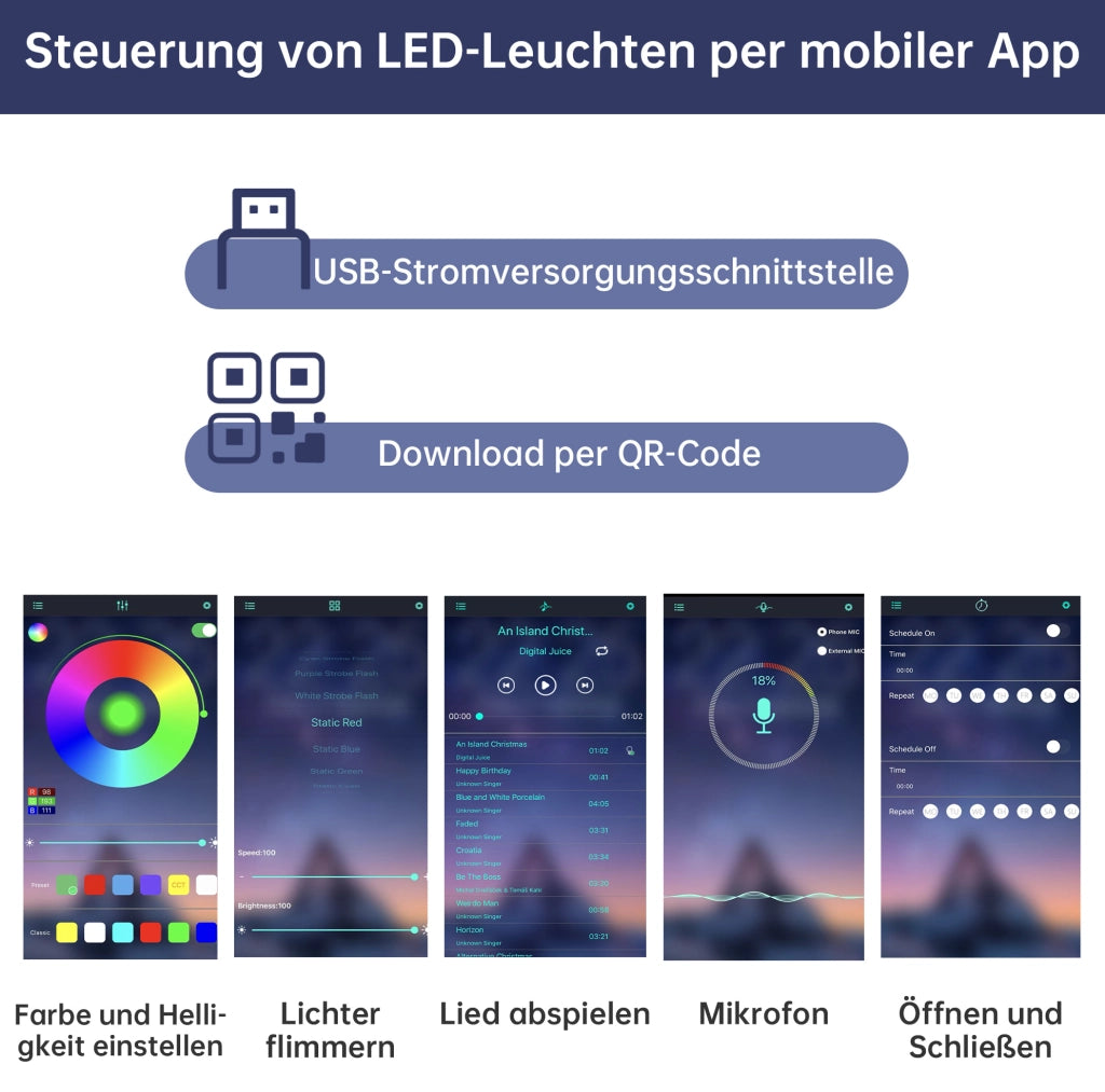 Mobile TV moderno 200x30x30 cm con LED app; ante lucide; MDF e truciolare; nero