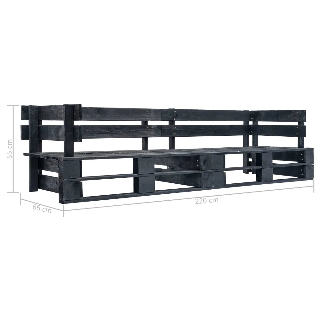 Divano da Giardino a 2 Posti-Sofa da giardino su Pallet Nero in Legno