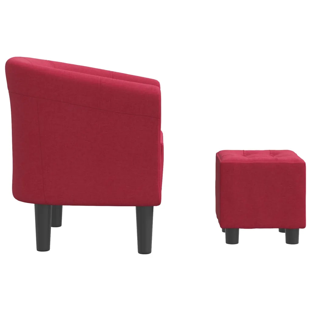 Poltrona Cabriolet con Poggiapiedi Rosso Vino in Tessuto 356434