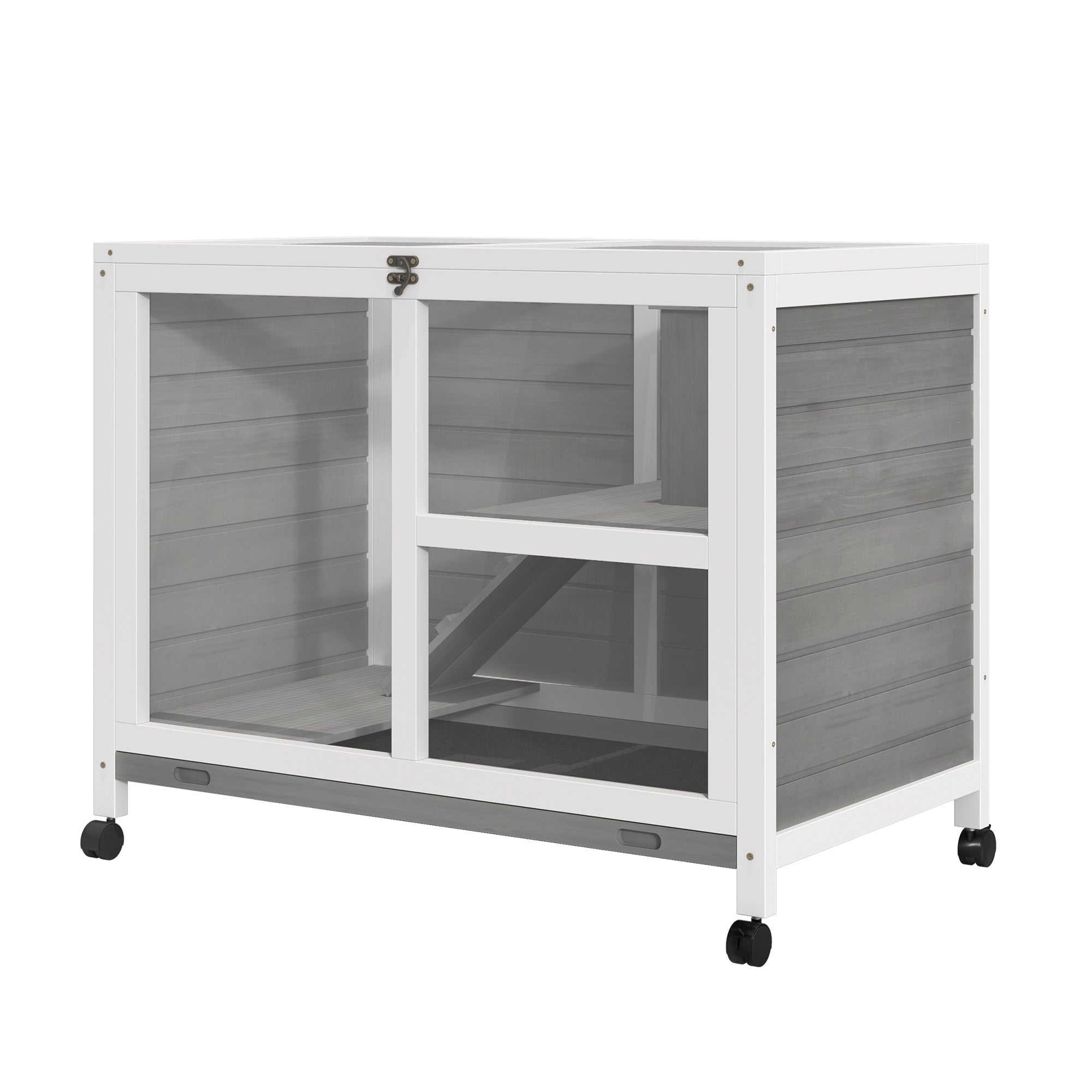 Conigliera da Esterno 2 Livelli 91,5x53,3x73 cm in Legno Grigio