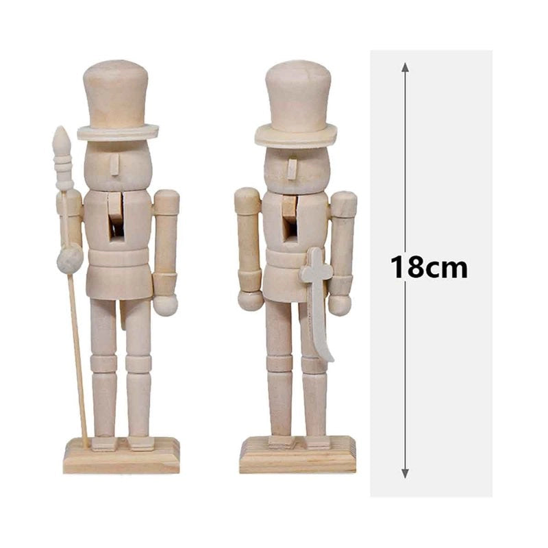 Schiaccianoci di Natale in Legno, Altezza 18 cm, Decorabile con 6 Tinte