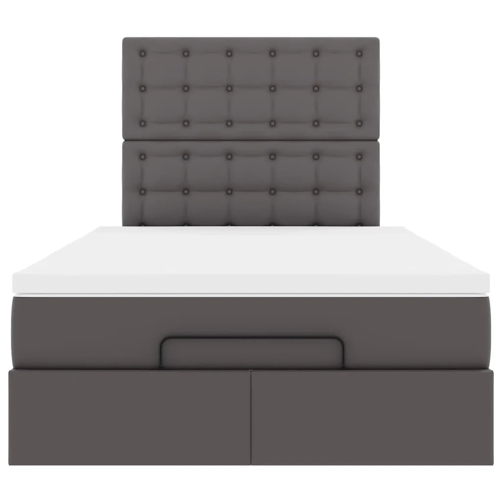 Struttura Letto Pouf con Materasso Grigio 120x190 cm Similpelle 3312994
