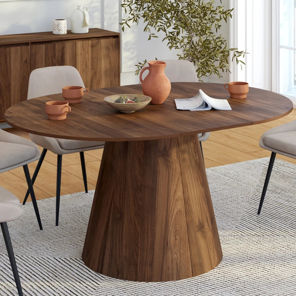 IDMarket - ANGELE tavolo da pranzo rotondo allungabile 4-8 persone noce 110-150 cm
