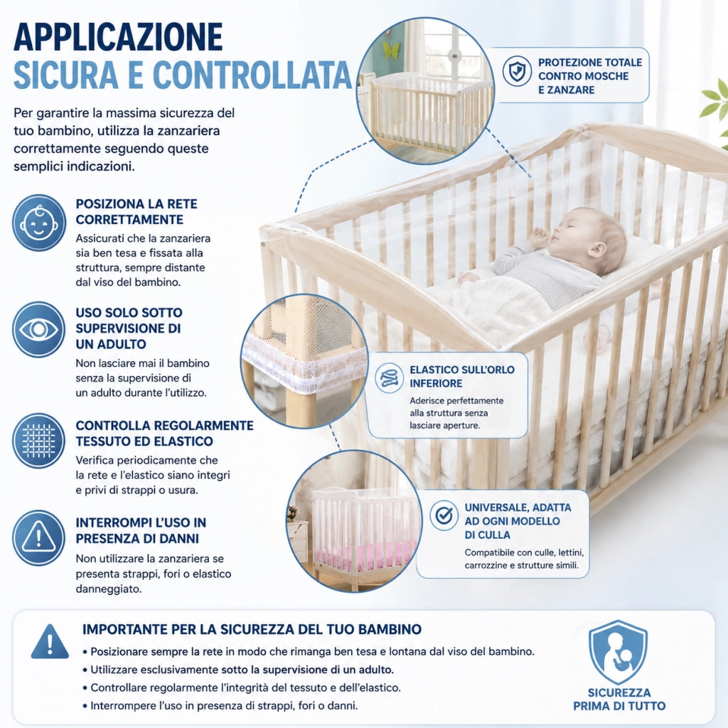 Zanzariera Universale Bianca per Culle Lettini Carrozzine 233207