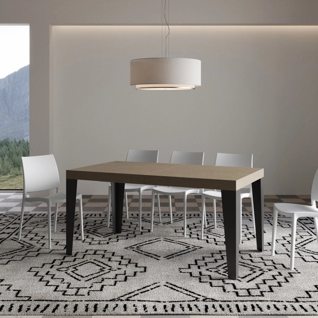 Tavolo Allungabile 160-264x90x77 cm Flame Tortora Telaio Antracite