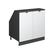 Mobile cucina sottotetto R-Line Ondulazione bianca/Antracite 80 cm con 2 porte, carcassa 60 cm profondità Vicco