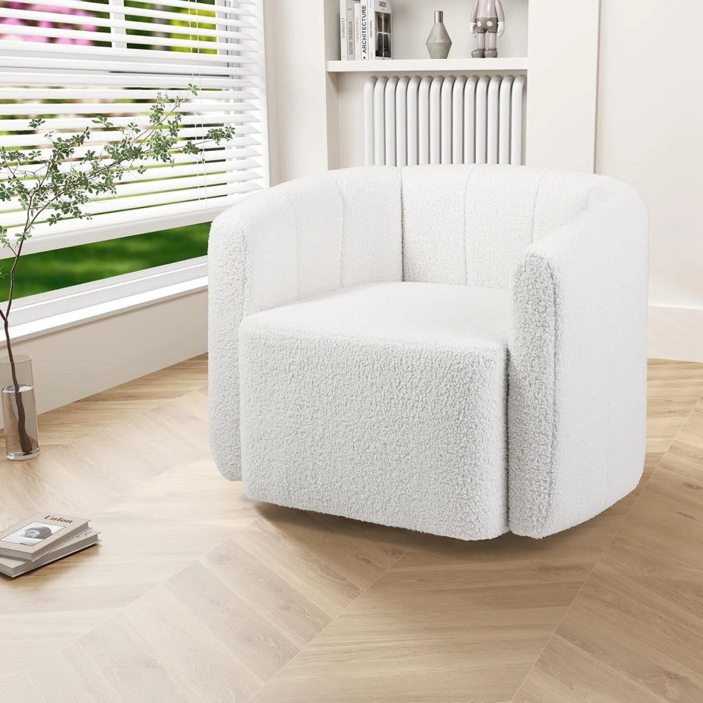 Poltrona Relax Girevole, Poltrona Moderna Imbottita con Schienale Curvo e Braccioli, Sedia da Lettura per Soggiorno, Poltrona Soggiorno, Portata 160 kg
