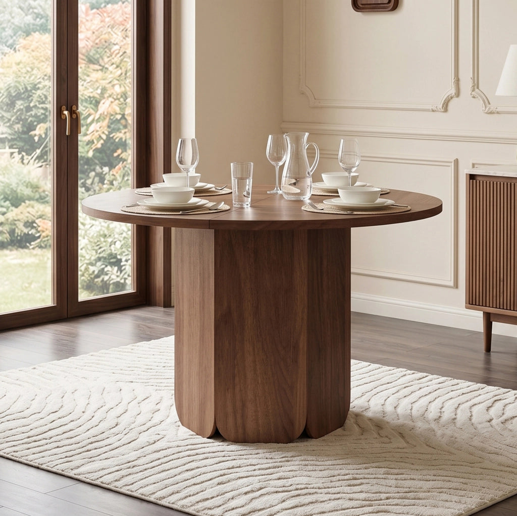 Tavolo da pranzo rotondo ? 120 cm; per 4-6 persone; facile da montare; MDF; noce