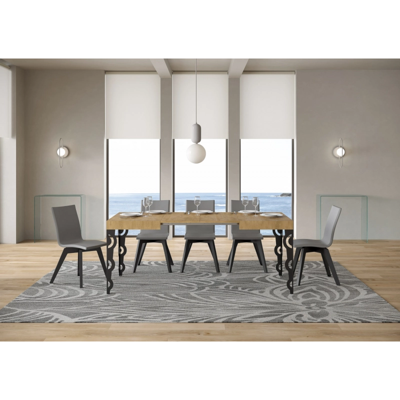 Tavolo allungabile 80x120/204 cm Karamay telaio Antracite - Quercia Natura