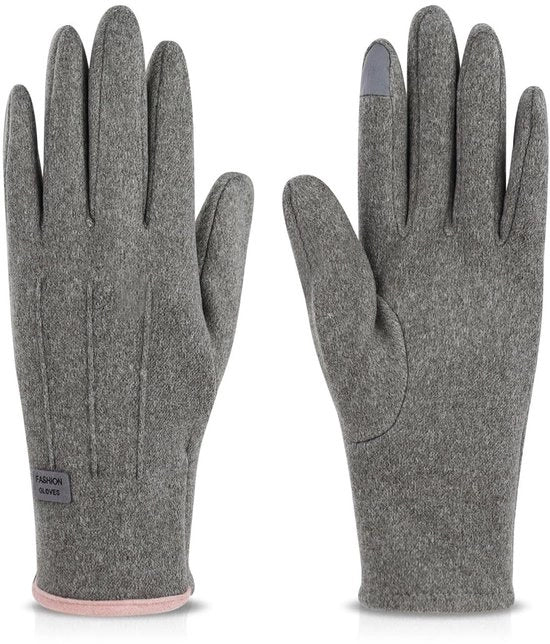 Manopole invernali a doppia pelle con isolamento termico - touchscreen - impermeabili - tessuto poliestere - colore rosa/grigio - dimensioni 22,5 x 8,5 cm - manopole