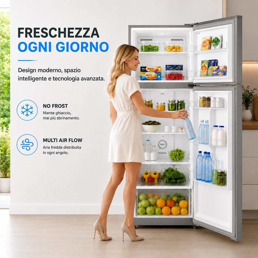 Frigorifero Grigio 413L con Congelatore Tecnologia No Frost Frigo 70x67x172.3 cm