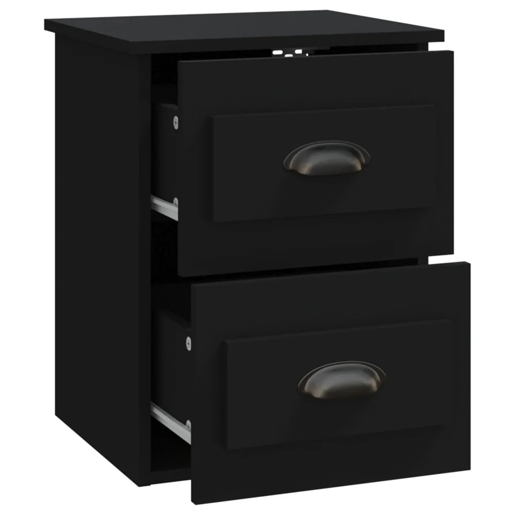 Set di 2 Comodini | Armadio da Notte | Mobiletto da notte a Parete Neri 41,5x36x53 cm
