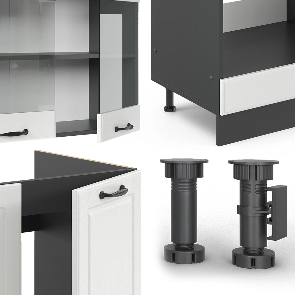 Vicco Cucina angolare completa Bianco casa di campagna/antracite 227 x 287 cm , PL Marmo