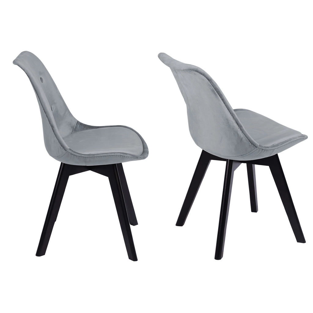 Set di 2 sedie in velluto grigio NORA con cuscino