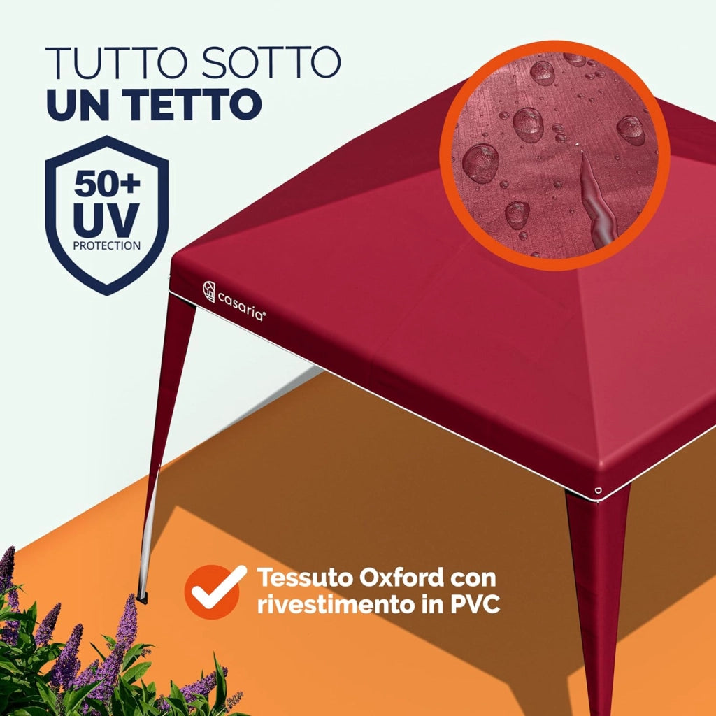 ® Padiglione Capri 3x3m Pieghevole Pop-Up Impermeabile per Giardino Tenda per Feste Fissa Rosso