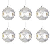 Palline di Natale in Vetro Argento Perline Eleganti Addobbi Albero Decorazioni Diametro: 80 mm
