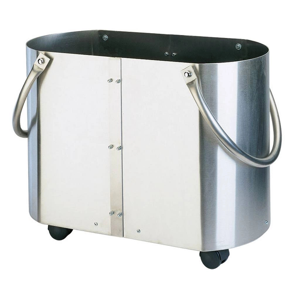 Portalegna ovale acciaio inox  h.42 l.60x32 cm. Made in Italy