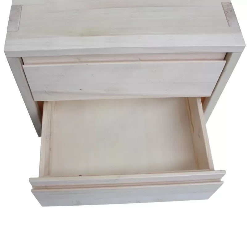 comodino 2 cassetti legno massello grezzo 55x38x46 (3214) - Mobili 2G