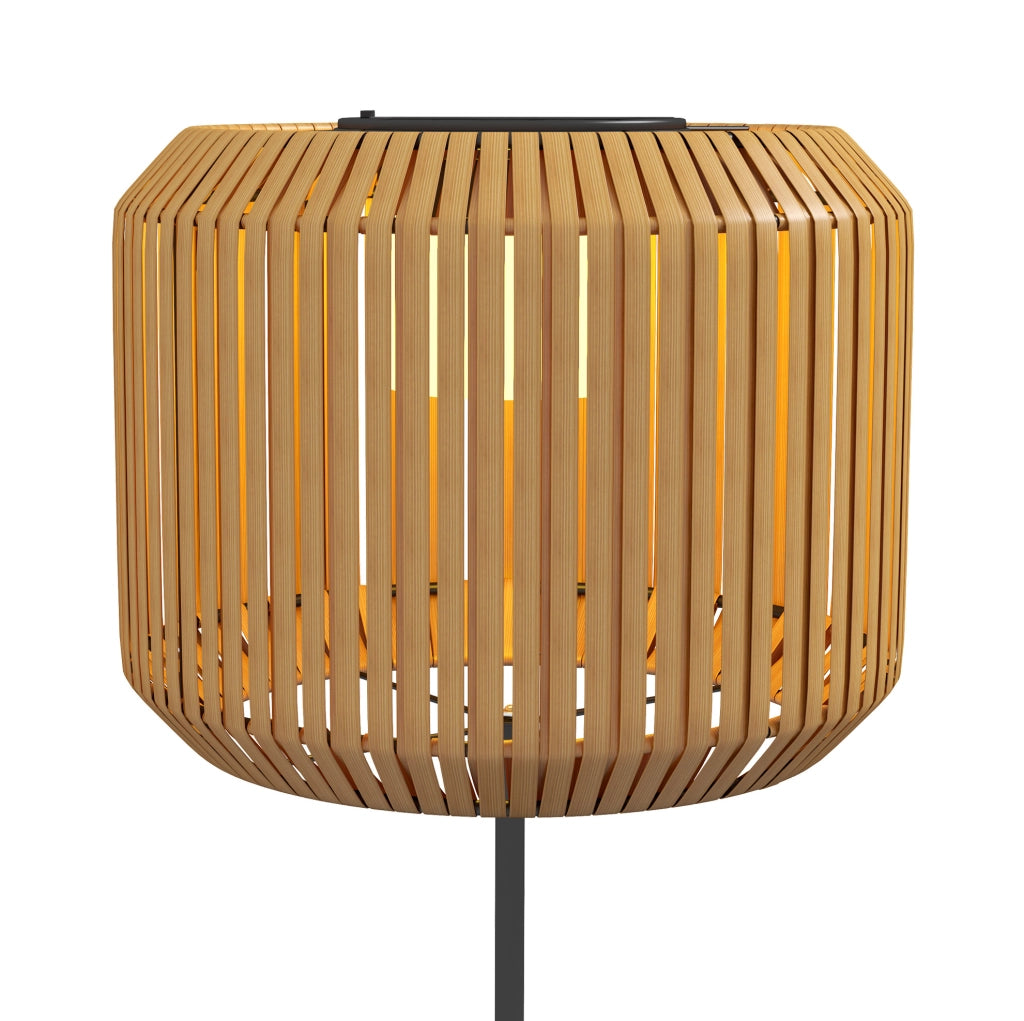 Lampada solare da esterno a stelo in acciaio e polyrattan