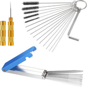Set di pulizia carburatore per accendino 13 - Set di pulizia con 13 fili di pulizia, 10 aghi di pulizia, 5 setole in nylon, strumento a punta, chiave a gas e pulitore di lastre di accensione