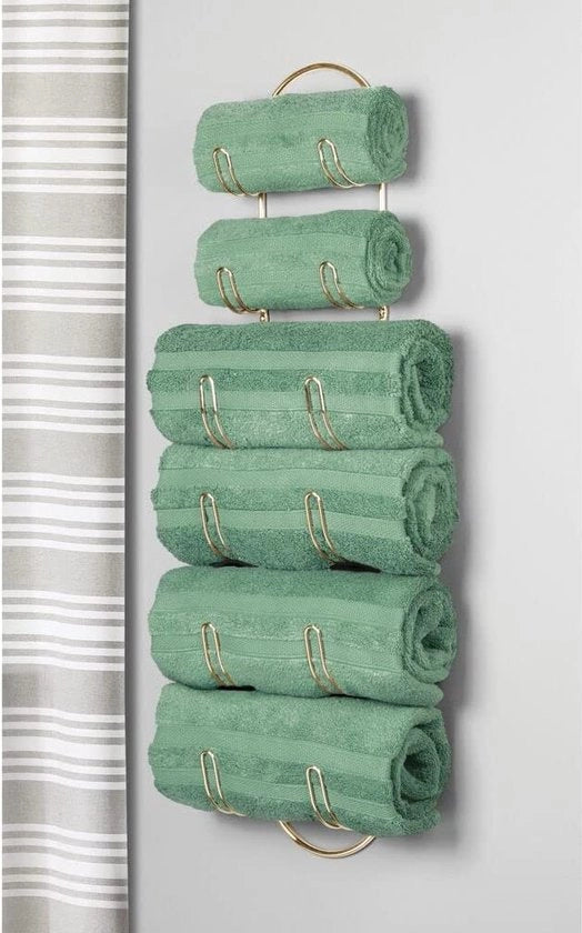 Accessorio da bagno in metallo per parete – asciugamano da bagno in metallo – accessorio da bagno elegante – adatto anche per il bagno degli ospiti – finitura in ottone.