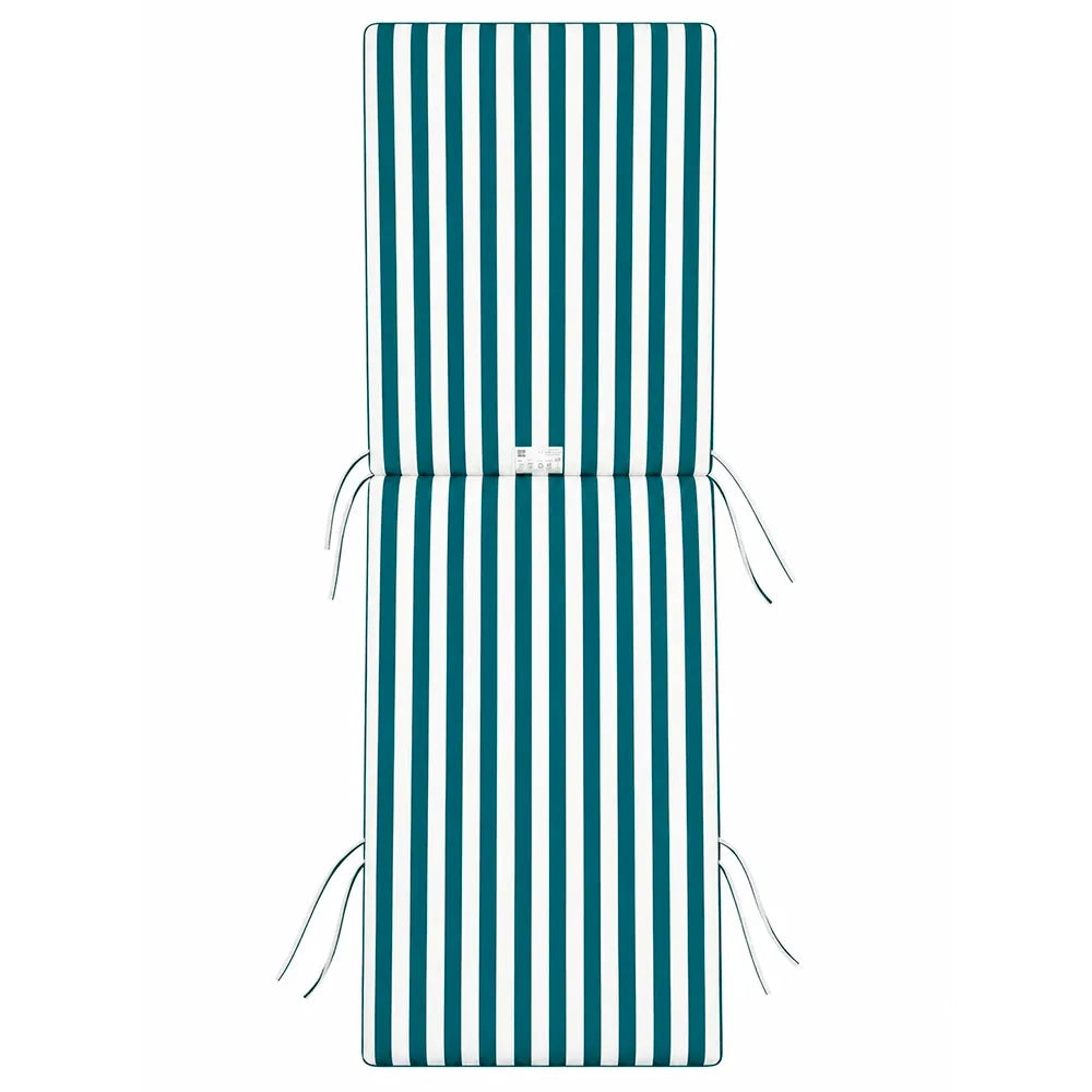 Cuscino per lettino da esterno 190x60 cm a righe con schienale reclinabile e laccetti in poliestere – Verde/Bianco