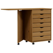 Mobiletto su ruote con scrivania pieghevole e vano contenitore 105,5 x 39 x 74,5 cm legno di pino color miele 02_0047168