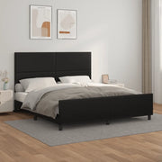 Giroletto con Testiera-Struttura Letto con testiera Nero 160x200 cm in Similpelle 777041