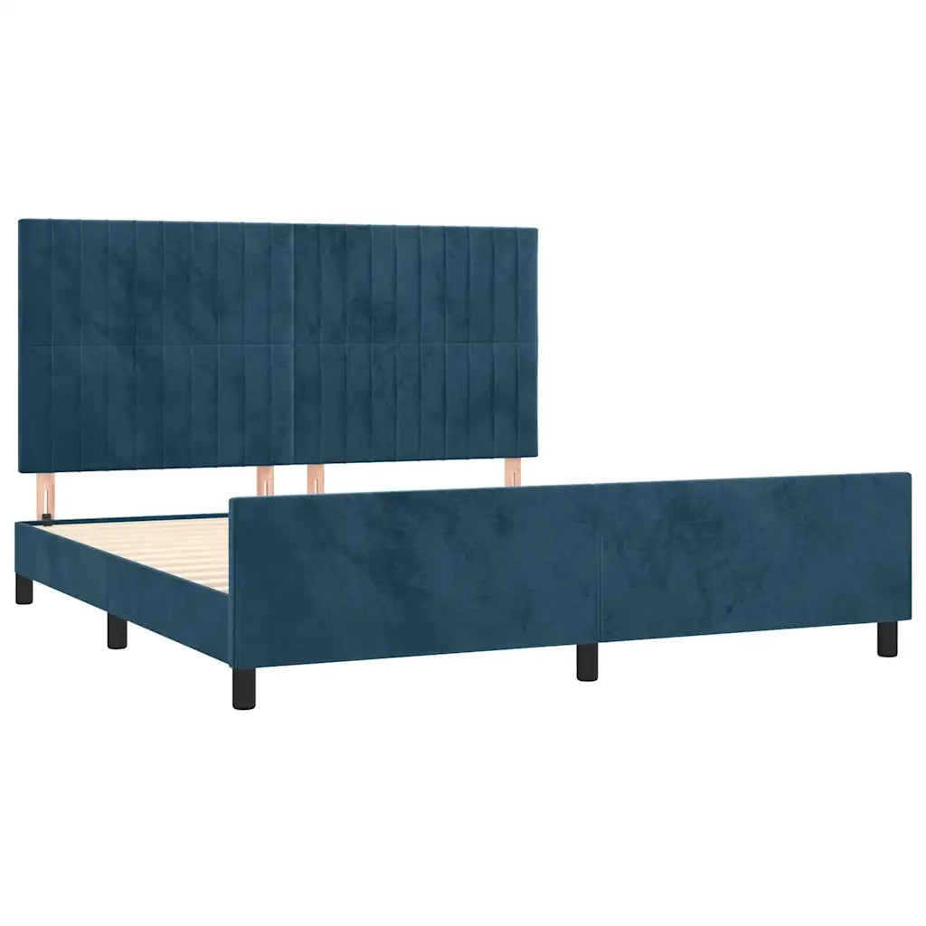 Giroletto senza Materasso Blu Scuro 160x200 cm in Velluto 3125889