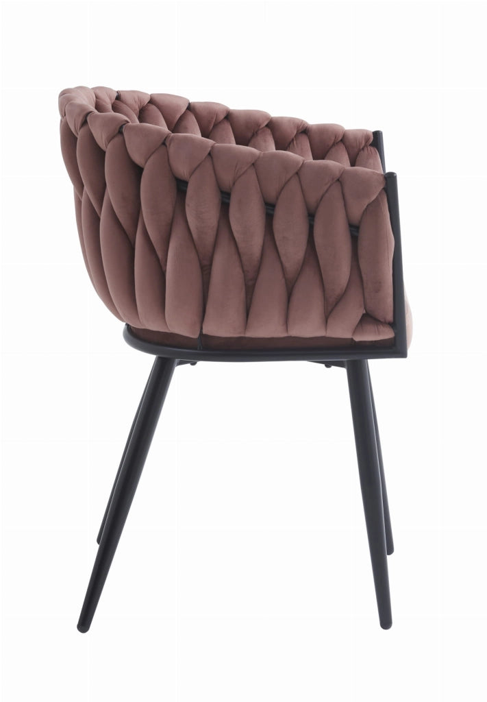 Sedia Valora MAYAN in velluto rosa scuro con gambe nere